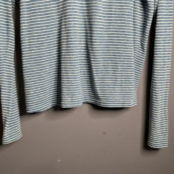 Lacoste Blue and White Striped Lightweight Scoop Neck Top Size 38 - Picture 4 of 7